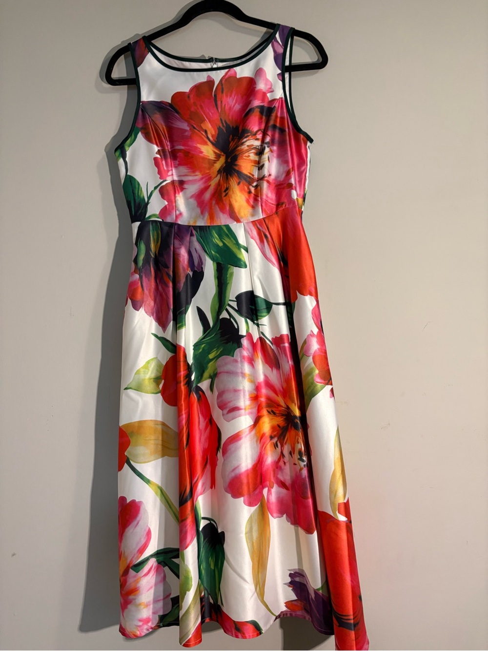 Dalia McPhee White Dress with Pink, Red & Green Floral Print